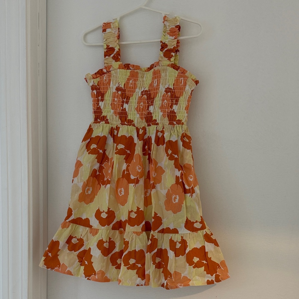 Francesca's Collections Orange and Cream Floral Dress